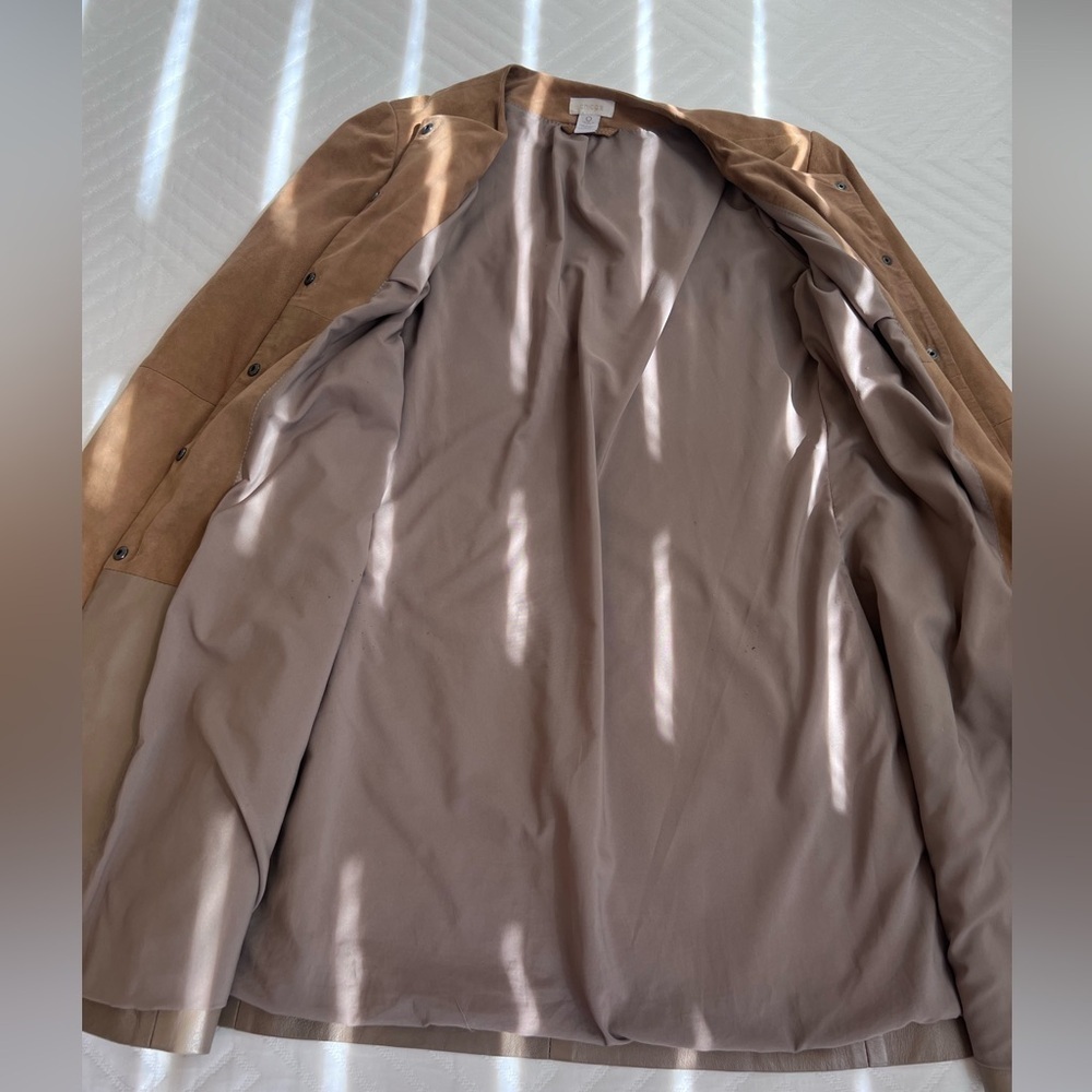 Chico’s Women’s Genuine Leather Brown Buttoned Full Sleeve Jacket 0 US S/4 - Picture 4 of 11